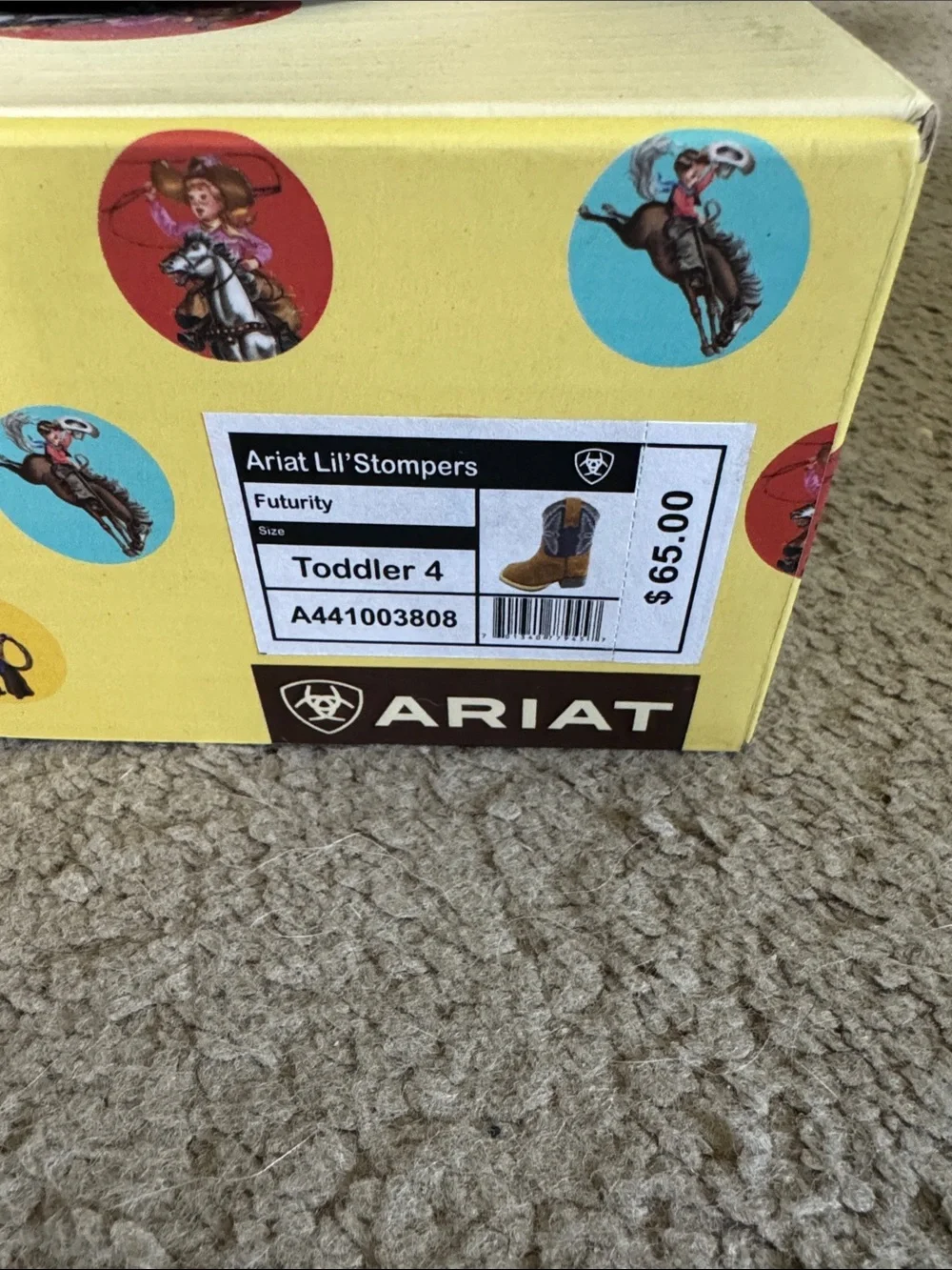 Ariat Toddlers' Two-Tone Suede Western Boots - Tan & Blue size 4